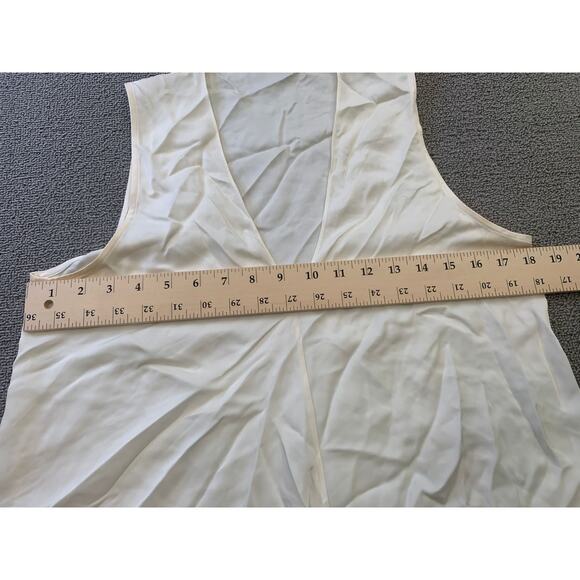 Theory Women's Medium White Cream Top Blouse Sleeveless V Neck - Picture 5 of 10